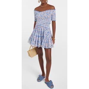 Retail $314 Poupette St. Bart Soledad floral cotton blue minidress size s